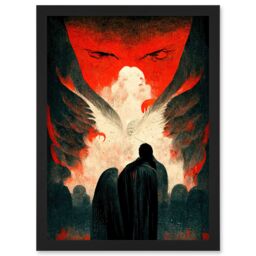 Artery8 Gates Of Hell Devil Satan Lucifer Evil Artwork Framed Wall Art Print A4 in Black - thumbnail 1