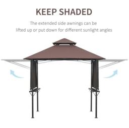 STILVORA BBQ Gazebo with Side Awnings & Shelves in Brown - thumbnail 6