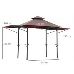 STILVORA BBQ Gazebo with Side Awnings & Shelves in Brown - thumbnail 3