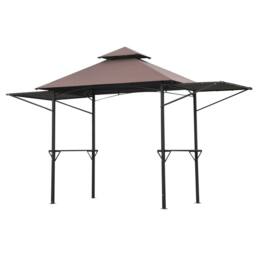 STILVORA BBQ Gazebo with Side Awnings & Shelves in Brown - thumbnail 4