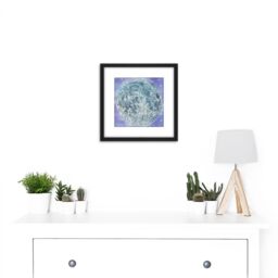Artery8 Map Hammond 1966 Moon Chart Space Lunar Diagram 8X8 Inch Square Wooden Framed Wall Art Print Picture with Mount in Black - thumbnail 2