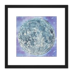 Artery8 Map Hammond 1966 Moon Chart Space Lunar Diagram 8X8 Inch Square Wooden Framed Wall Art Print Picture with Mount in Black - thumbnail 1
