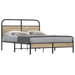 Berkfield Home Bed Frame Without Mattress 120x190 cm Smoked Oak Engineered Wood in Brown - thumbnail 1