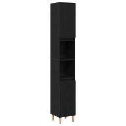 Berkfield Home Bathroom Cabinet Black Oak 30x30x190 cm Engineered Wood - Size: 30 x 30 x 190 cm - thumbnail 1