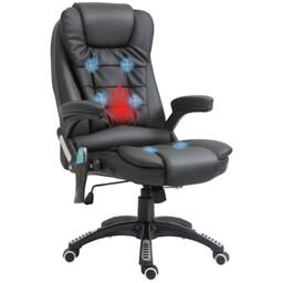 STILVORA Massage Office Chair with Heated Seat & Recline in Black - thumbnail 4