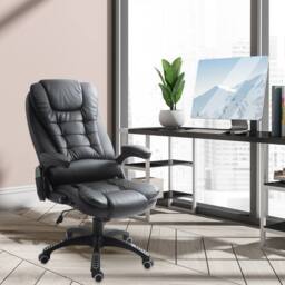 STILVORA Massage Office Chair with Heated Seat & Recline in Black - thumbnail 2