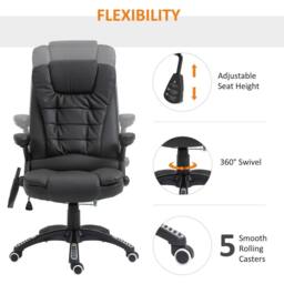 STILVORA Massage Office Chair with Heated Seat & Recline in Black - thumbnail 7