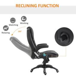 STILVORA Massage Office Chair with Heated Seat & Recline in Black - thumbnail 9