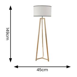 ValueLights Lottie Black Wood Tripod Floor Lamp with Linen Black Trim Drum Shade & LED Bulb - thumbnail 5