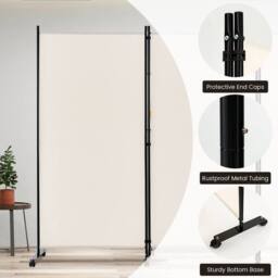 SPETLEK 3 Panel Room Divider on Wheels Rolling Privacy Screens Portable in White - Size: 0.6m2 - thumbnail 3