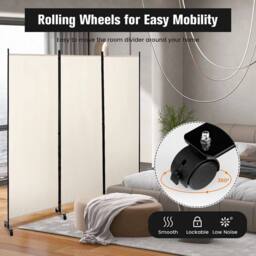 SPETLEK 3 Panel Room Divider on Wheels Rolling Privacy Screens Portable in White - Size: 0.6m2 - thumbnail 8