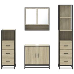 Berkfield Home 4¬†Piece Bathroom Furniture Set¬†Sonoma Oak Engineered Wood in Brown - thumbnail 5