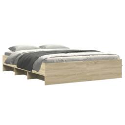 Berkfield Home Bed Frame without Mattress Sonoma Oak 150x200 cm King Size Engine in Brown - thumbnail 3