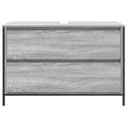 Berkfield Home Bathroom Basin Cabinet with Drawers Grey Sonoma 90x34.5x60 cm - thumbnail 6