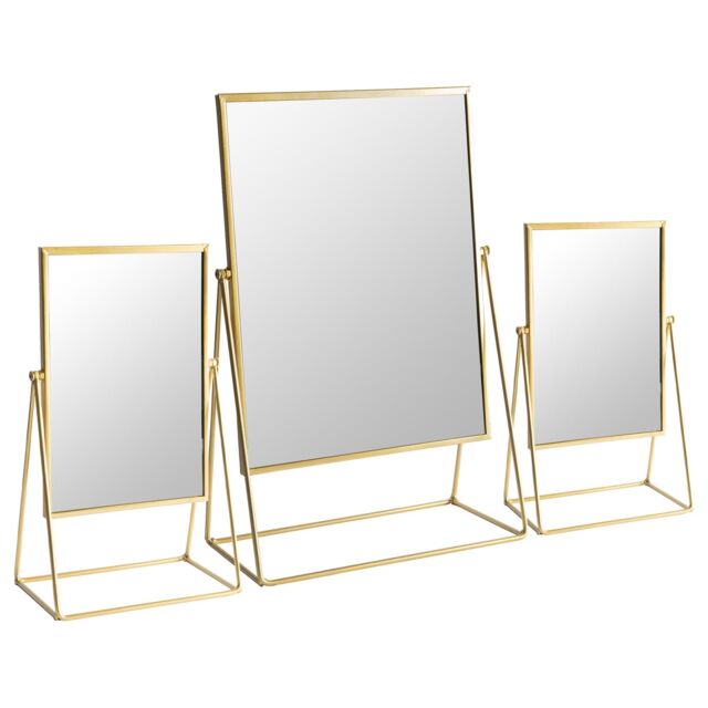 Harbour Housewares 3pc Dressing Table Mirror Set - Makeup Tabletop Cosmetic Bathroom Mirror in Gold - image 1