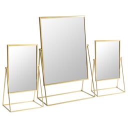 Harbour Housewares 3pc Dressing Table Mirror Set - Makeup Tabletop Cosmetic Bathroom Mirror in Gold