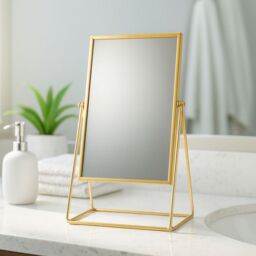 Harbour Housewares 3pc Dressing Table Mirror Set - Makeup Tabletop Cosmetic Bathroom Mirror in Gold - thumbnail 4