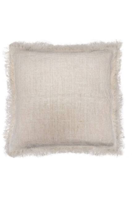 KDMD Linen Cushion Cover 45x45cm with Fringe - Soft, Durable, Stylish Decor in Cream - Size: 45x45 cm - image 1