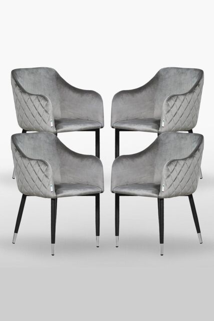 Life Interiors 'Verona' Velvet Dining Chairs Set of 4 in Grey - image 1