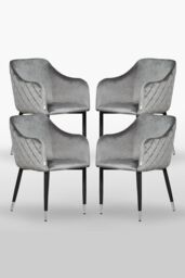 Life Interiors 'Verona' Velvet Dining Chairs Set of 4 in Grey - thumbnail 1