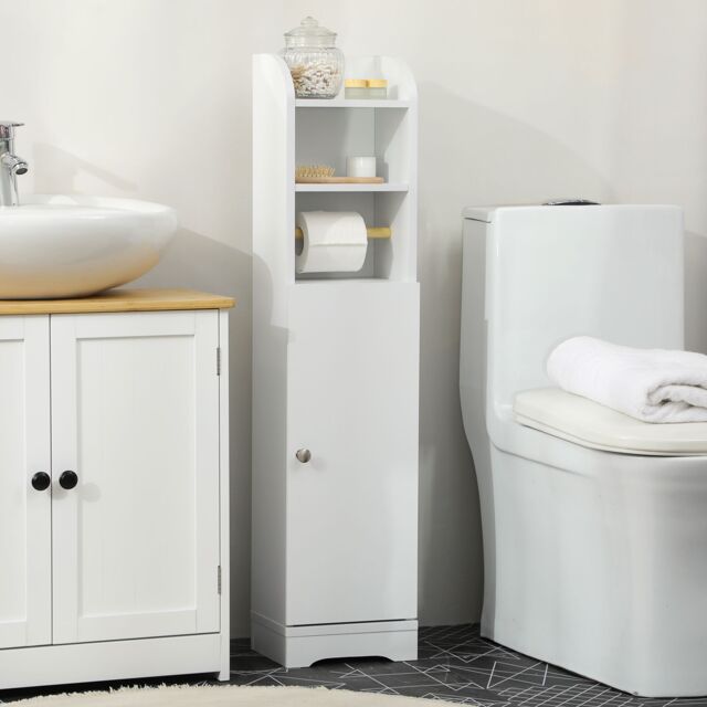 Kleankin Freestanding Bathroom Storage Unit with Adjustable Shelf, White - image 1