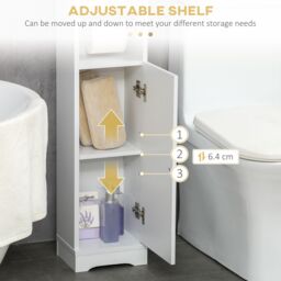 Kleankin Freestanding Bathroom Storage Unit with Adjustable Shelf, White - thumbnail 5