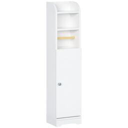 Kleankin Freestanding Bathroom Storage Unit with Adjustable Shelf, White - thumbnail 2