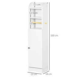 Kleankin Freestanding Bathroom Storage Unit with Adjustable Shelf, White - thumbnail 3