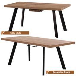 FURNITURE ONE 6-Piece Dining Set, Expandable Dining Table with 4 Chairs & Bench in Beige - Size: 6 Person - thumbnail 6