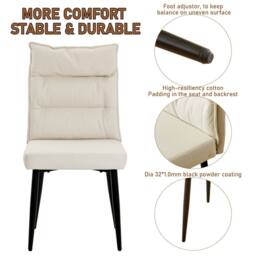 FURNITURE ONE 6-Piece Dining Set, Expandable Dining Table with 4 Chairs & Bench in Beige - Size: 6 Person - thumbnail 5