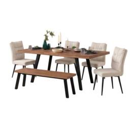 FURNITURE ONE 6-Piece Dining Set, Expandable Dining Table with 4 Chairs & Bench in Beige - Size: 6 Person - thumbnail 3