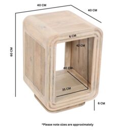 Indian Hub Hudson Carved Side Table - Mango Wood - L40 x W40 x H60 cm in Brown - thumbnail 5