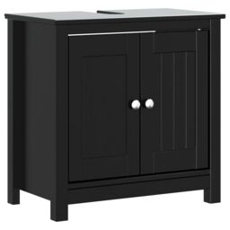 Berkfield Home 3 Piece Bathroom Furniture Set BERG Black Solid Wood Pine - thumbnail 4