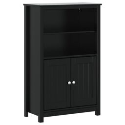 Berkfield Home 3 Piece Bathroom Furniture Set BERG Black Solid Wood Pine - thumbnail 3