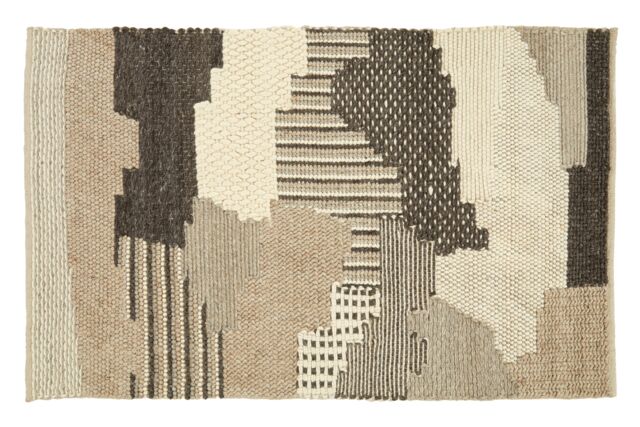 Orsina Natural & Grey Patchwork Rug, Handcrafted Wool Blend Small Area Rug, Aesthetic Floor Rug - image 1