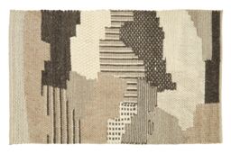 Orsina Natural & Grey Patchwork Rug, Handcrafted Wool Blend Small Area Rug, Aesthetic Floor Rug - thumbnail 1