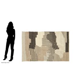 Orsina Natural & Grey Patchwork Rug, Handcrafted Wool Blend Small Area Rug, Aesthetic Floor Rug - thumbnail 4
