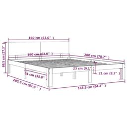 Berkfield Home Beautiful Bed Frame Solid Wood Pine 160x200 cm in Natural - thumbnail 8