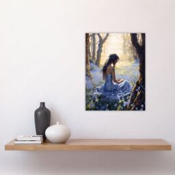 "Artery8 Blue Belle In Bluebell Wood In Floral Forest Landscape Artwork Unframed Wall Art Print Poster Home Decor Premium - Size: W12"" x H16""" - thumbnail 4