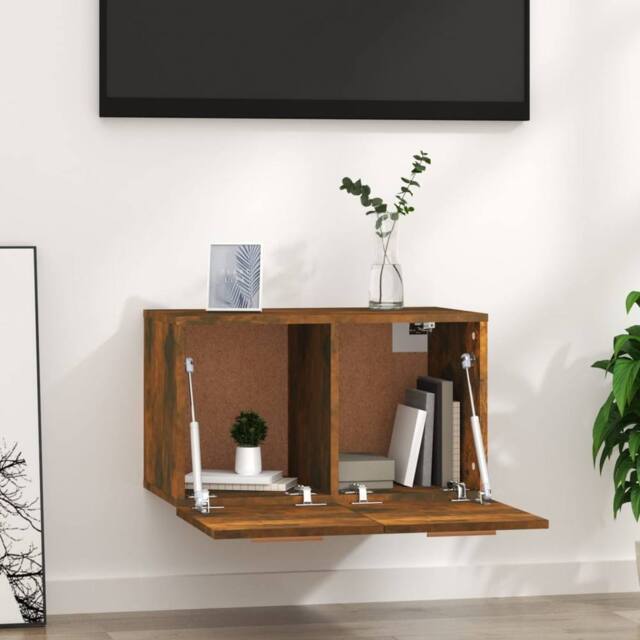 Berkfield Home Wall Cabinet Smoked Oak 60x36.5x35 cm Engineered Wood in Brown - image 1