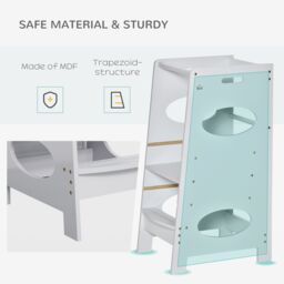 HOMCOM Toddler Step Stool Kids Adjustable Standing Tower with Safety Rail in Grey - thumbnail 6