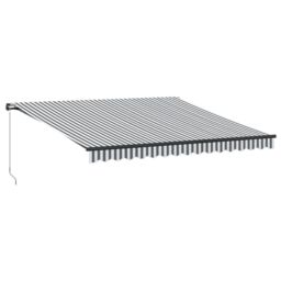 Berkfield Home Manual Retractable Awning Anthracite & White 400x350 cm in Black - thumbnail 2