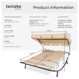 tectake Sun Lounger Livorno - Size: 2 Seater - thumbnail 6