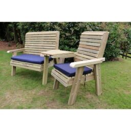 Churnet Valley Garden Furniture Ltd Ergonomic Trio Bench & Chair Set with Attached Tray - Fully Assembled in Brown - thumbnail 3