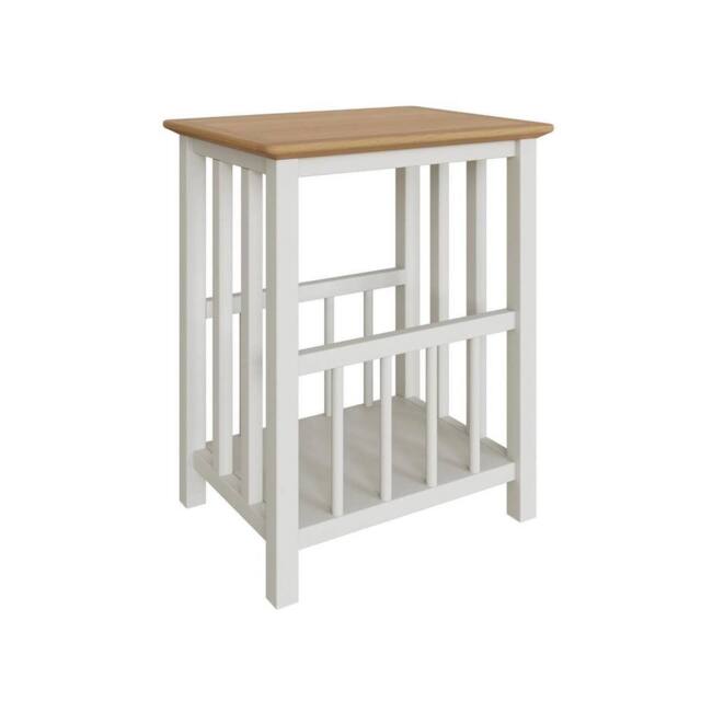 VOGREX Cream Linen Oak Veneer Magazine Side Table Fully Assembled - image 1