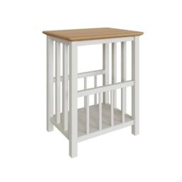 VOGREX Cream Linen Oak Veneer Magazine Side Table Fully Assembled - thumbnail 1