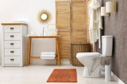 New Edge Blinds Marlow Collection Soft Touch Non-Slip Bathroom Rug in Orange - Size: 45 cm width x 75 cm drop - thumbnail 3