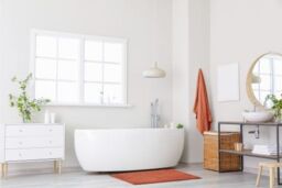 New Edge Blinds Marlow Collection Soft Touch Non-Slip Bathroom Rug in Orange - Size: 45 cm width x 75 cm drop - thumbnail 4