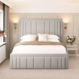 "Bed Choices Emperor Upholstered Bed Frame with 54"" Headboard in Silver - Size: Super King" - thumbnail 2