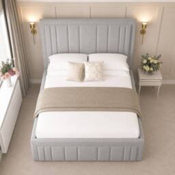"Bed Choices Emperor Upholstered Bed Frame with 54"" Headboard in Silver - Size: Super King" - thumbnail 3